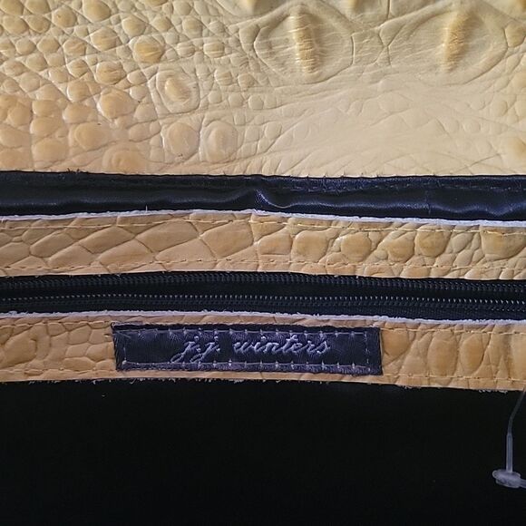 JJ Winters Hilary Yellow Large Celebrity Clutch Bag Hilary Duff Leather Croc - Picture 12 of 12